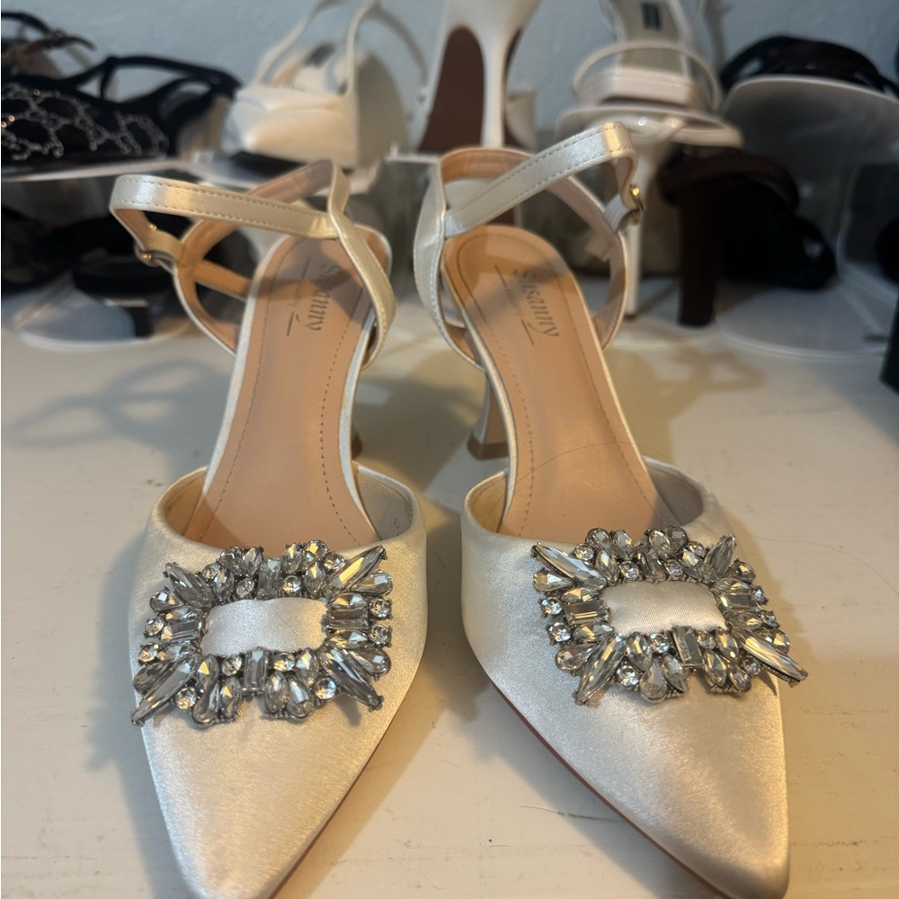 Elegant Satin Embellished Heels
